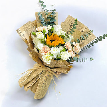 White Rose Sunflower Bouquet
